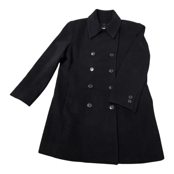 Jones New York Women's Double Breasted Peacoat XL Black Pre-owned - Picture 2 of 11